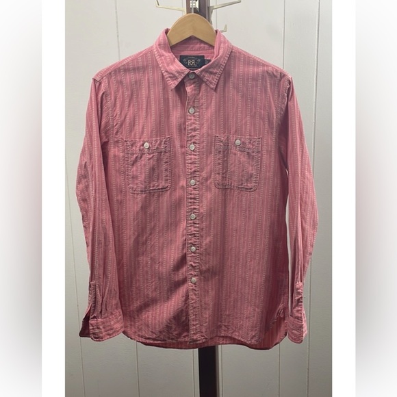 SOLD RRL Double RL Red Striped Long Sleeve Button Down Shirt - Picture 1 of 5